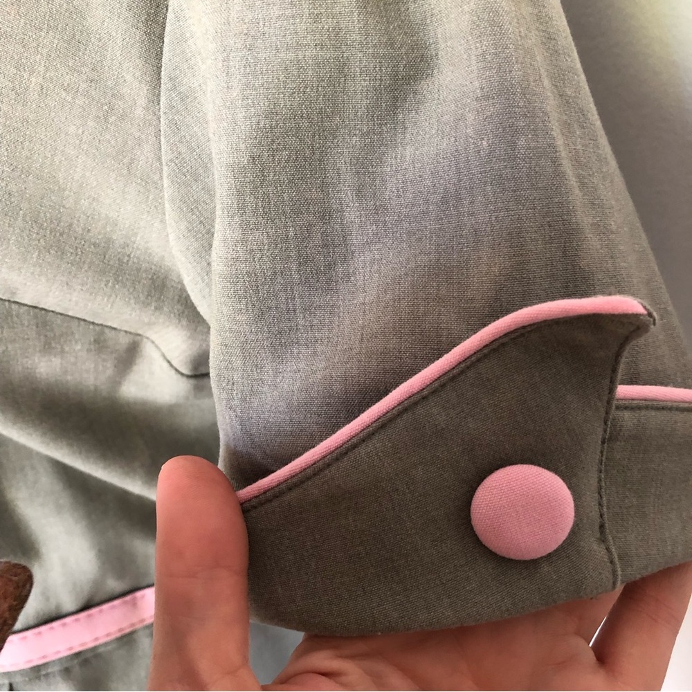 BETTY PAGE Wiggle Dress, Vintage Retro, Grey with Pink trim, Belt, Size XL (14) - Picture 3 of 8